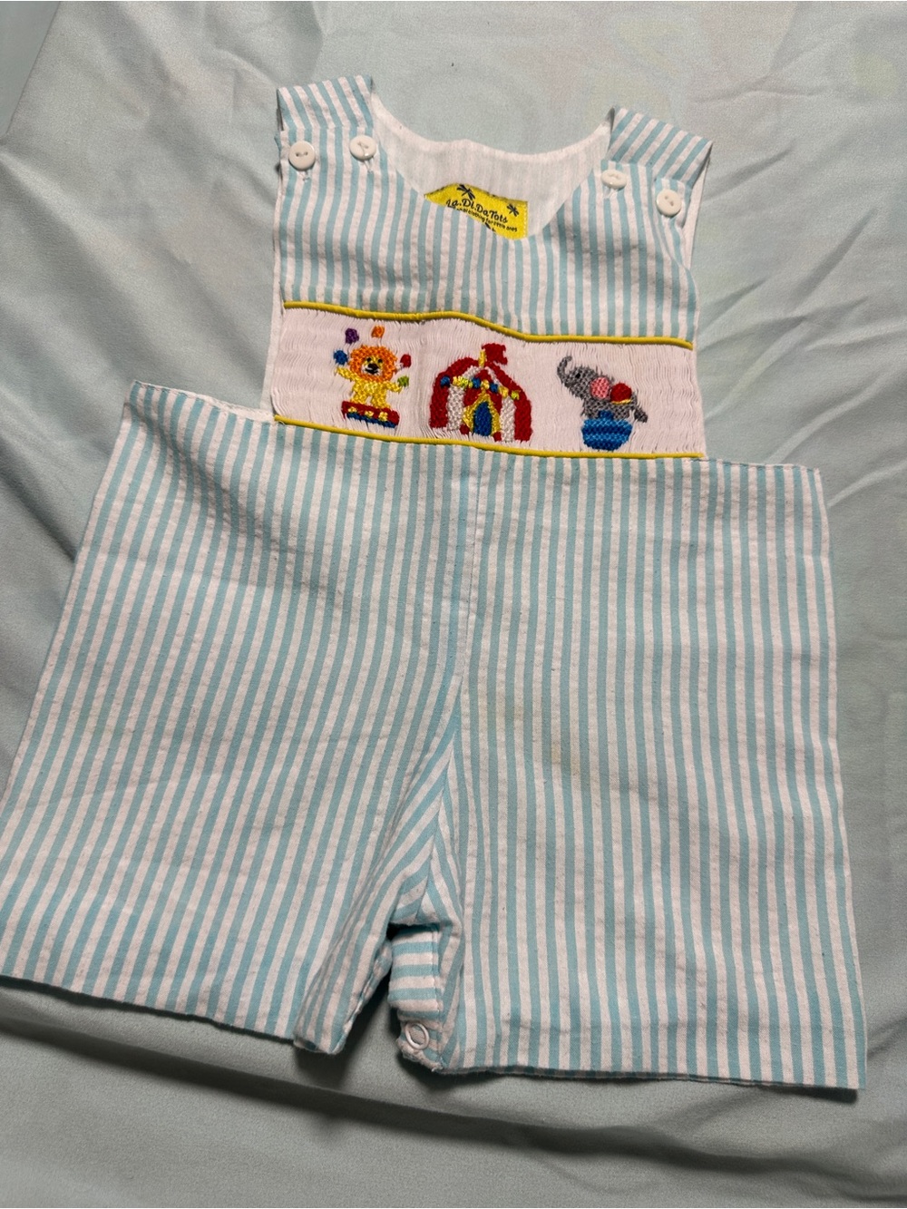 Striped Blue & White Circus Romper - Kids Bottoms